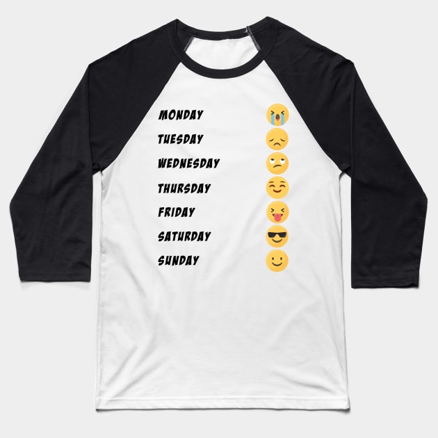 Emoji Days of the Week Baseball T-Shirt by Dieowl